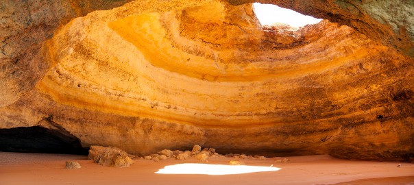 Famous cave at Benagil beach in Algarve Portugal